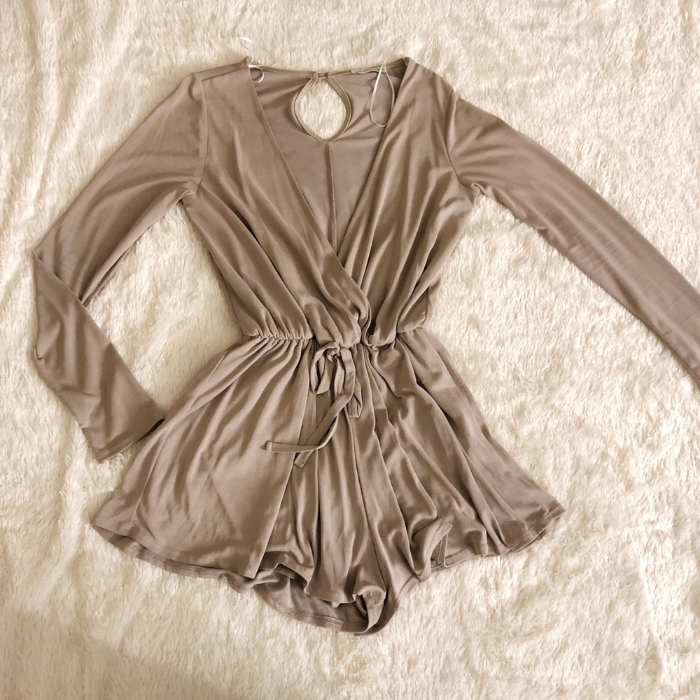 Long sleeve tan romper